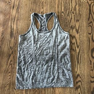 Lululemon swiftly racerback tank, black/grey, size 12